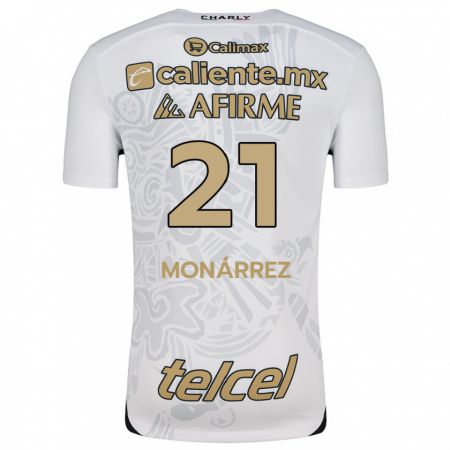 Kandiny Hombre Camiseta Fernando Monárrez #21 Blanco Negro 2ª Equipación 2024/25 La Camisa Chile