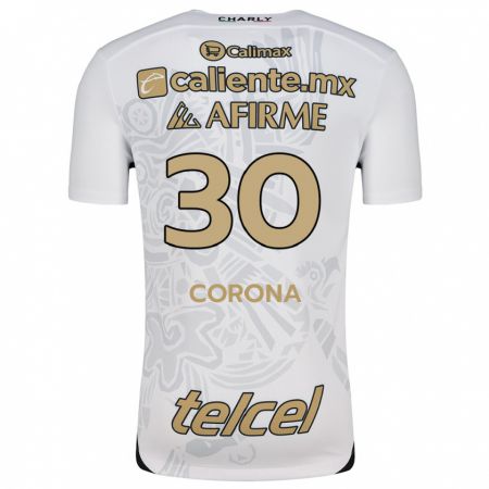 Kandiny Hombre Camiseta Jesús Corona #30 Blanco Negro 2ª Equipación 2024/25 La Camisa Chile