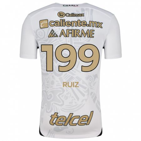 Kandiny Hombre Camiseta Emilio Ruiz #199 Blanco Negro 2ª Equipación 2024/25 La Camisa Chile