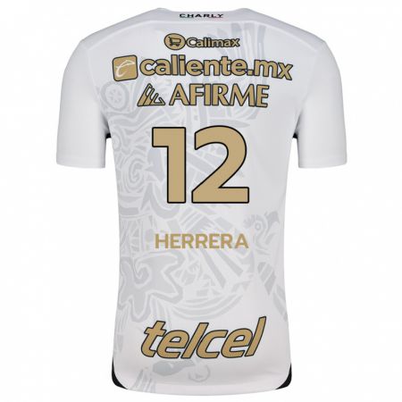 Kandiny Hombre Camiseta Melissa Herrera #12 Blanco Negro 2ª Equipación 2024/25 La Camisa Chile