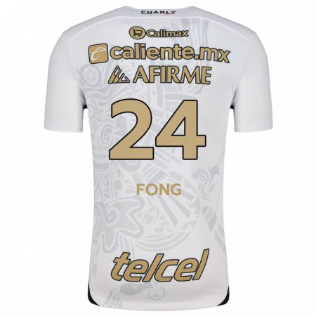 Kandiny Hombre Camiseta Michel Fong #24 Blanco Negro 2ª Equipación 2024/25 La Camisa Chile