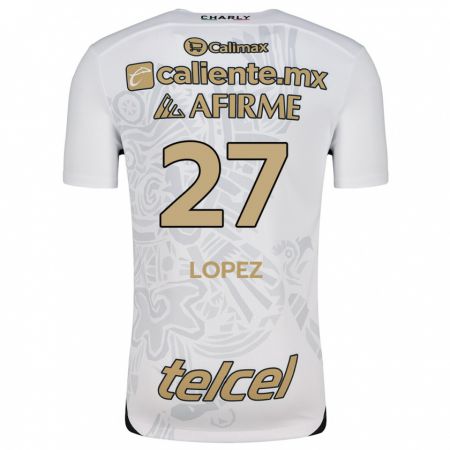 Kandiny Hombre Camiseta Victoria López #27 Blanco Negro 2ª Equipación 2024/25 La Camisa Chile