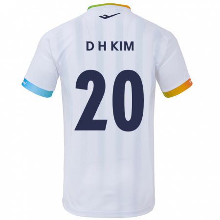 Kandiny Hombre Camiseta Hyeon-Deok Kim #20 Blanco Azul 2ª Equipación 2024/25 La Camisa Chile