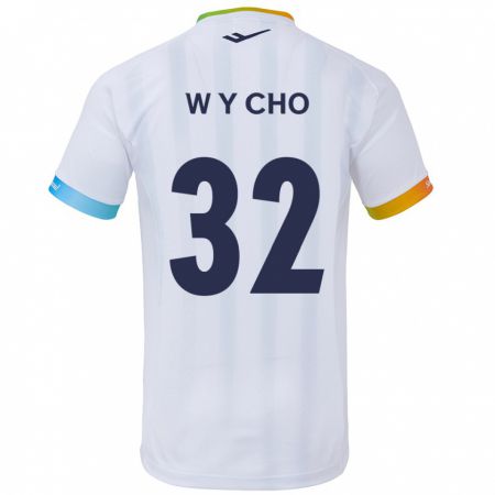 Kandiny Hombre Camiseta Young-Wook Cho #32 Blanco Azul 2ª Equipación 2024/25 La Camisa Chile