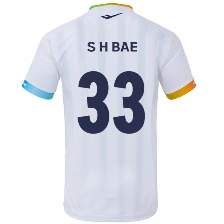 Kandiny Hombre Camiseta Hyun-Seo Bae #33 Blanco Azul 2ª Equipación 2024/25 La Camisa Chile