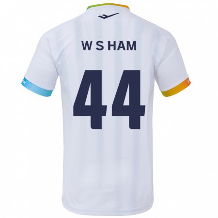 Kandiny Hombre Camiseta Sun-Woo Ham #44 Blanco Azul 2ª Equipación 2024/25 La Camisa Chile