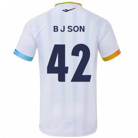 Kandiny Hombre Camiseta Jeong-Beom Son #42 Blanco Azul 2ª Equipación 2024/25 La Camisa Chile