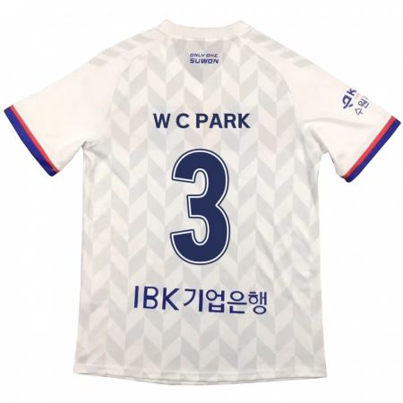 Kandiny Hombre Camiseta Cheol-Woo Park #3 Blanco Azul 2ª Equipación 2024/25 La Camisa Chile