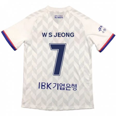 Kandiny Hombre Camiseta Seung-Won Jeong #7 Blanco Azul 2ª Equipación 2024/25 La Camisa Chile