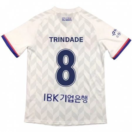 Kandiny Hombre Camiseta Matheus Trindade #8 Blanco Azul 2ª Equipación 2024/25 La Camisa Chile