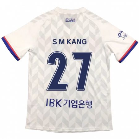 Kandiny Hombre Camiseta Min-Sung Kang #27 Blanco Azul 2ª Equipación 2024/25 La Camisa Chile