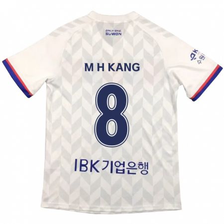 Kandiny Hombre Camiseta Ho-Min Kang #8 Blanco Azul 2ª Equipación 2024/25 La Camisa Chile