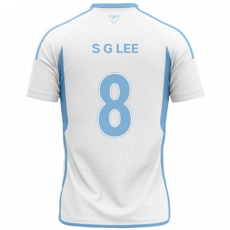 Kandiny Hombre Camiseta Gyu-Sung Lee #8 Blanco Azul 2ª Equipación 2024/25 La Camisa Chile