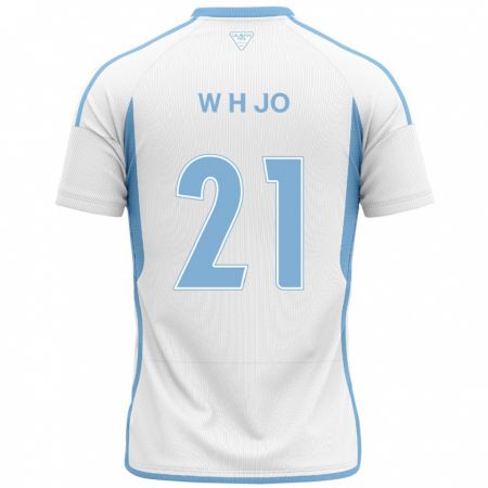 Kandiny Hombre Camiseta Hyeon-Woo Jo #21 Blanco Azul 2ª Equipación 2024/25 La Camisa Chile