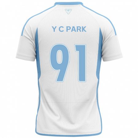 Kandiny Hombre Camiseta Chu-Young Park #91 Blanco Azul 2ª Equipación 2024/25 La Camisa Chile