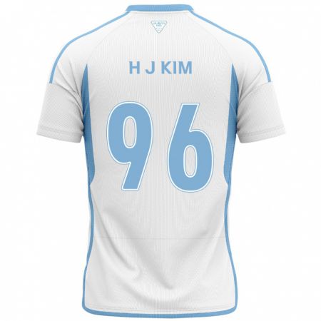 Kandiny Hombre Camiseta Ji-Hyun Kim #96 Blanco Azul 2ª Equipación 2024/25 La Camisa Chile