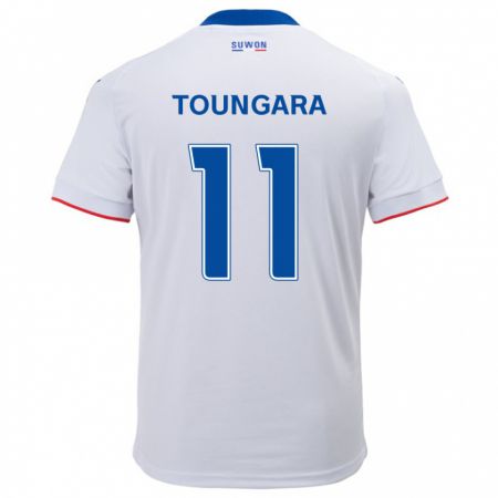 Kandiny Hombre Camiseta Aboubacar Toungara #11 Blanco Azul 2ª Equipación 2024/25 La Camisa Chile