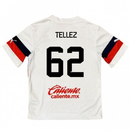 Kandiny Hombre Camiseta Brandon Téllez #62 Blanco Rojo 2ª Equipación 2024/25 La Camisa Chile