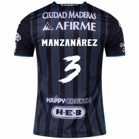 Kandiny Hombre Camiseta Óscar Manzanárez #3 Blanco Negro 2ª Equipación 2024/25 La Camisa Chile