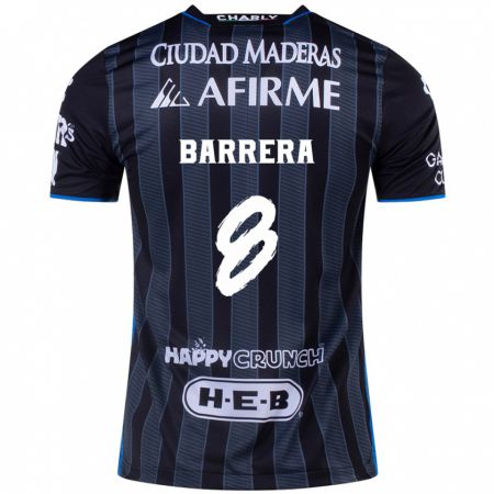 Kandiny Hombre Camiseta Pablo Barrera #8 Blanco Negro 2ª Equipación 2024/25 La Camisa Chile