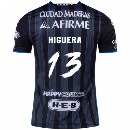 Kandiny Hombre Camiseta Carlos Higuera #13 Blanco Negro 2ª Equipación 2024/25 La Camisa Chile