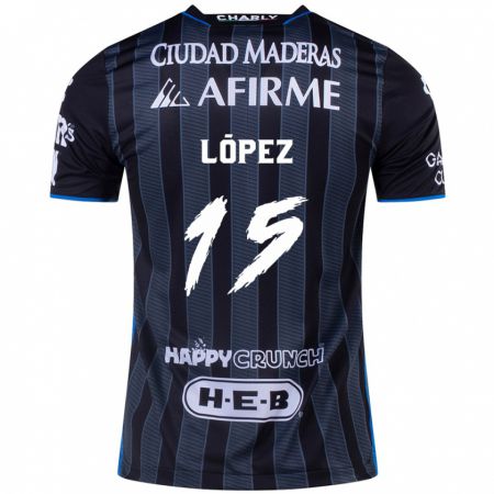 Kandiny Hombre Camiseta Víctor López #15 Blanco Negro 2ª Equipación 2024/25 La Camisa Chile