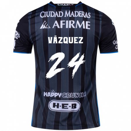 Kandiny Hombre Camiseta Brayton Vázquez #24 Blanco Negro 2ª Equipación 2024/25 La Camisa Chile