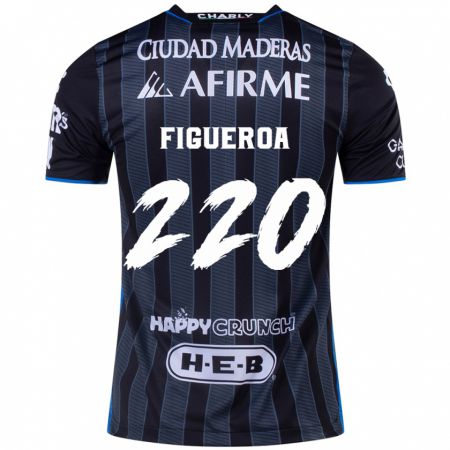 Kandiny Hombre Camiseta Christopher Figueroa #220 Blanco Negro 2ª Equipación 2024/25 La Camisa Chile