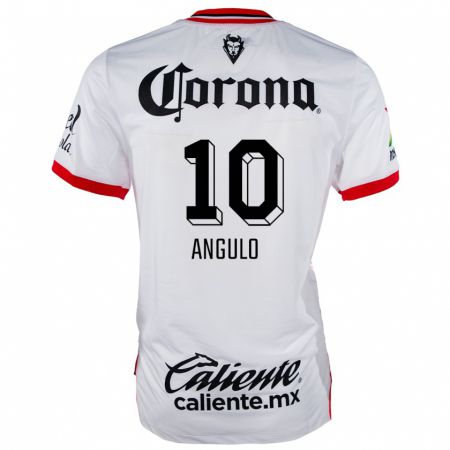 Kandiny Hombre Camiseta Jesús Angulo #10 Blanco Rojo 2ª Equipación 2024/25 La Camisa Chile