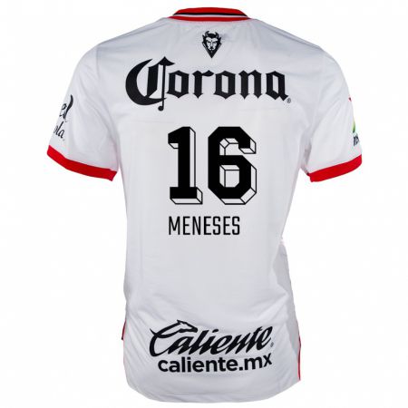 Kandiny Hombre Camiseta Jean Meneses #16 Blanco Rojo 2ª Equipación 2024/25 La Camisa Chile