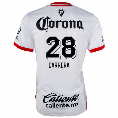 Kandiny Hombre Camiseta Nico Carrera #28 Blanco Rojo 2ª Equipación 2024/25 La Camisa Chile