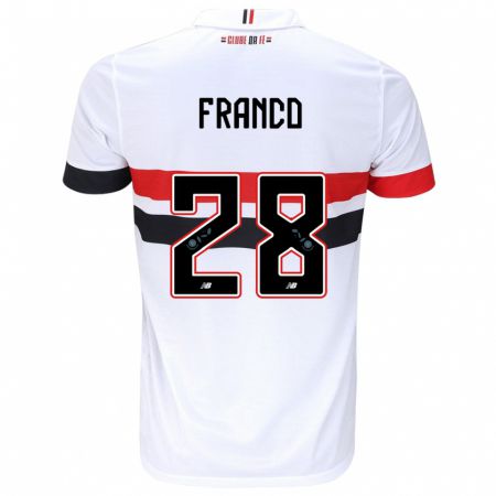 Kandiny Mujer Camiseta Alan Franco #28 Blanco Rojo Negro 1ª Equipación 2024/25 La Camisa Chile