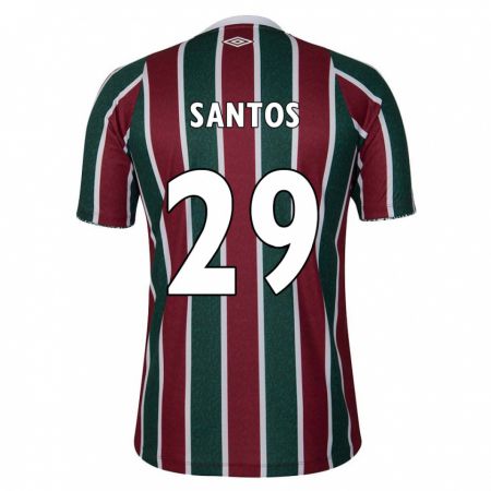 Kandiny Mujer Camiseta Thiago Santos #29 Verde Granate Blanco 1ª Equipación 2024/25 La Camisa Chile