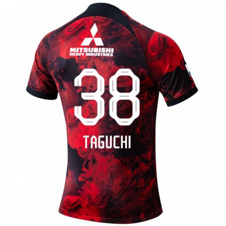 Kandiny Mujer Camiseta Keita Taguchi #38 Negro Rojo 1ª Equipación 2024/25 La Camisa Chile