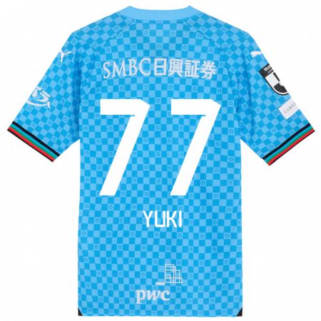 Kandiny Mujer Camiseta Yuki Yamamoto #77 Azul Celeste 1ª Equipación 2024/25 La Camisa Chile