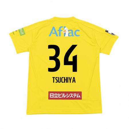 Kandiny Mujer Camiseta Takumi Tsuchiya #34 Amarillo Negro 1ª Equipación 2024/25 La Camisa Chile