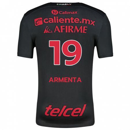 Kandiny Mujer Camiseta Eduardo Armenta #19 Negro Rojo 1ª Equipación 2024/25 La Camisa Chile