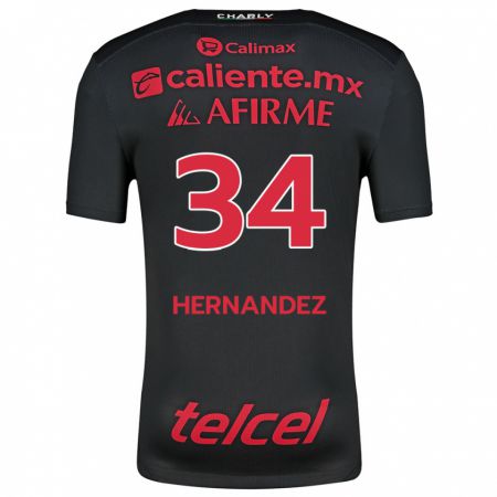 Kandiny Mujer Camiseta Kimberly Hernández #34 Negro Rojo 1ª Equipación 2024/25 La Camisa Chile