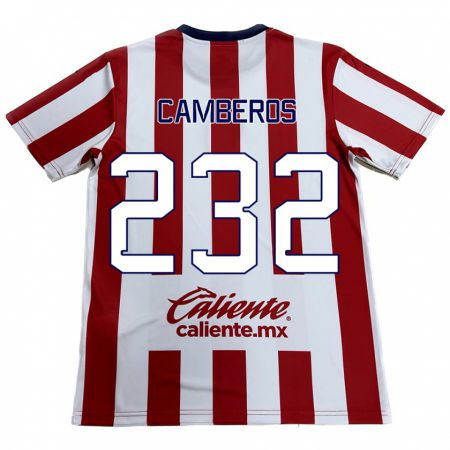 Kandiny Mujer Camiseta Hugo Camberos #232 Rojo Blanco 1ª Equipación 2024/25 La Camisa Chile