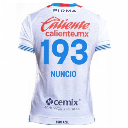 Kandiny Mujer Camiseta Jorge Nuncio #193 Blanco Azul 2ª Equipación 2024/25 La Camisa Chile