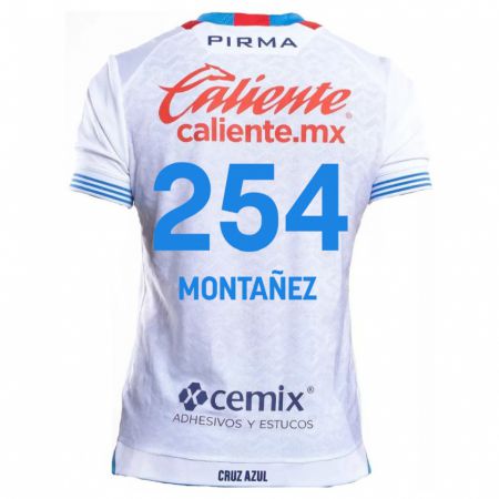 Kandiny Mujer Camiseta Humberto Montañez #254 Blanco Azul 2ª Equipación 2024/25 La Camisa Chile