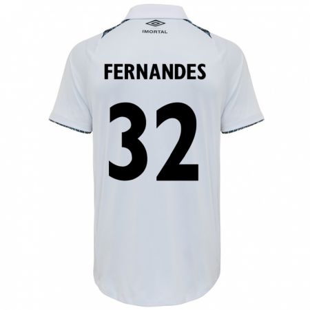 Kandiny Mujer Camiseta Nathan Fernandes #32 Blanco Azul 2ª Equipación 2024/25 La Camisa Chile