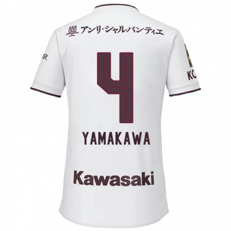 Kandiny Mujer Camiseta Tetsushi Yamakawa #4 Blanco Rojo 2ª Equipación 2024/25 La Camisa Chile