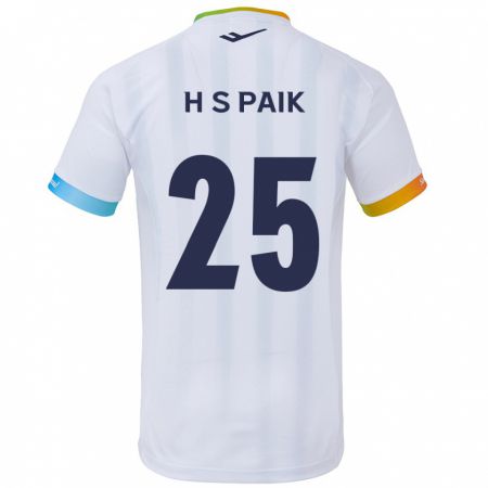 Kandiny Mujer Camiseta Sang-Hoon Paik #25 Blanco Azul 2ª Equipación 2024/25 La Camisa Chile