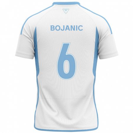 Kandiny Mujer Camiseta Darijan Bojanic #6 Blanco Azul 2ª Equipación 2024/25 La Camisa Chile