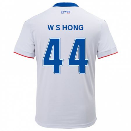 Kandiny Mujer Camiseta Sang-Won Hong #44 Blanco Azul 2ª Equipación 2024/25 La Camisa Chile