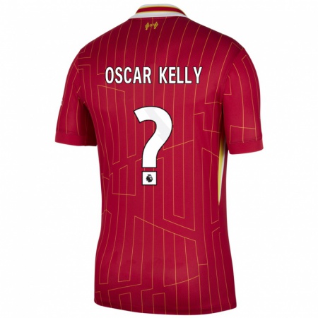 Kandiny Niño Camiseta Oscar Kelly #0 Rojo Amarillo Blanco 1ª Equipación 2024/25 La Camisa Chile