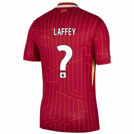 Kandiny Niño Camiseta Michael Laffey #0 Rojo Amarillo Blanco 1ª Equipación 2024/25 La Camisa Chile