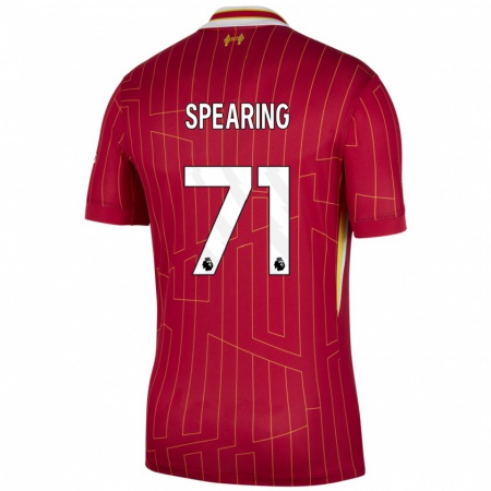 Kandiny Niño Camiseta Jay Spearing #71 Rojo Amarillo Blanco 1ª Equipación 2024/25 La Camisa Chile