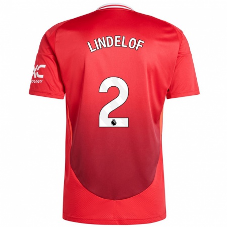 Kandiny Niño Camiseta Victor Lindelöf #2 Rojo Brillante 1ª Equipación 2024/25 La Camisa Chile